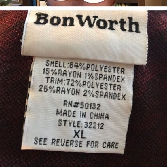 Bon Worth XL Houndstooth Jacket Black & Wine Color - Picture 4 of 5